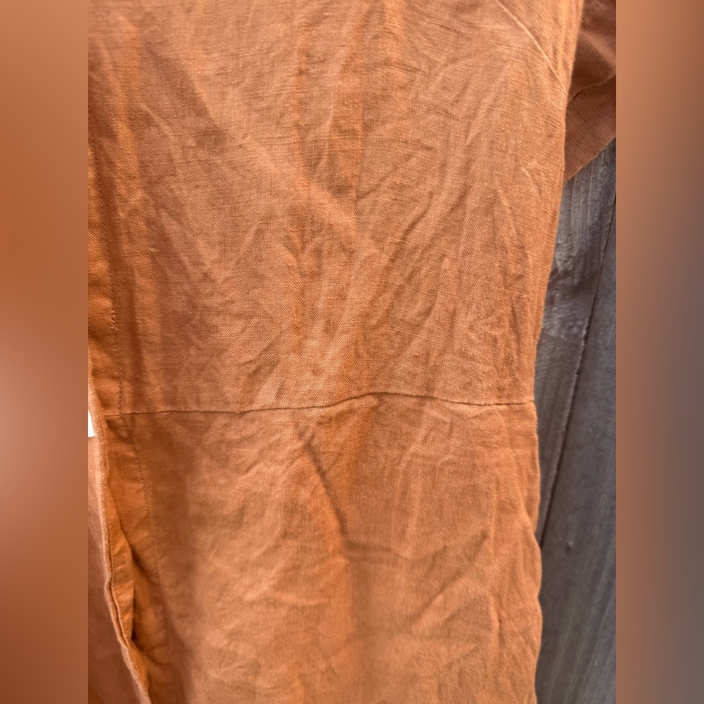 Quince Terracotta Linen button down Dress - Picture 7 of 16
